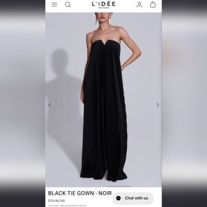 Strapless Black Pleated Maxi Gown